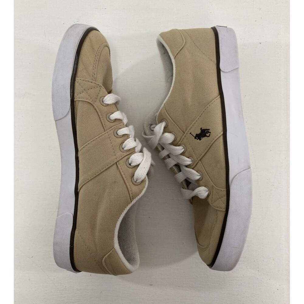 Polo Ralph Lauren Harold Sneakers Men’s 8.5D Tan Canvas Lace-Up Casual - Picture 3 of 8